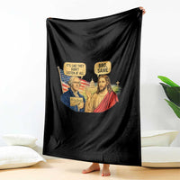 Funny George Washington and Jesus Conversation Throw Blanket Patriotic Commentary Historical Icons