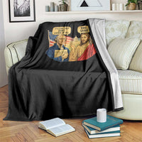 Funny George Washington and Jesus Conversation Throw Blanket Patriotic Commentary Historical Icons