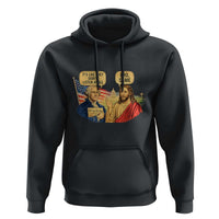 Funny George Washington and Jesus Conversation Hoodie Patriotic Commentary Historical Icons