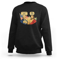 Funny George Washington and Jesus Conversation Sweatshirt Patriotic Commentary Historical Icons
