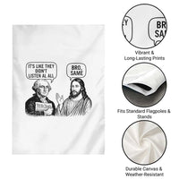 Funny George Washington and Jesus Satire Garden Flag Political Commentary Founding Fathers and Faith