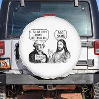 Funny George Washington and Jesus Satire Spare Tire Cover Political Commentary Founding Fathers and Faith