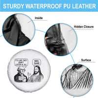 Funny George Washington and Jesus Satire Spare Tire Cover Political Commentary Founding Fathers and Faith