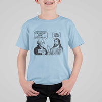 Funny George Washington and Jesus Satire T Shirt For Kid Political Commentary Founding Fathers and Faith