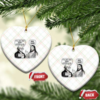 Funny George Washington and Jesus Satire Ceramic Ornament Political Commentary Founding Fathers and Faith