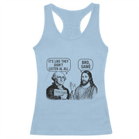 Funny George Washington and Jesus Satire Racerback Tank Top Political Commentary Founding Fathers and Faith