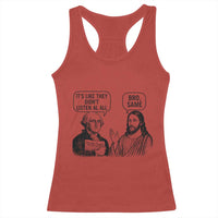 Funny George Washington and Jesus Satire Racerback Tank Top Political Commentary Founding Fathers and Faith