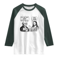 Funny George Washington and Jesus Satire Raglan Shirt Political Commentary Founding Fathers and Faith