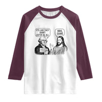 Funny George Washington and Jesus Satire Raglan Shirt Political Commentary Founding Fathers and Faith