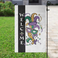 Mardi Gras Welcome Garden Flag Jester Mask Fleur de Lis Carnival Outdoor Holiday Decorration