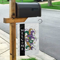 Mardi Gras Welcome Garden Flag Jester Mask Fleur de Lis Carnival Outdoor Holiday Decorration
