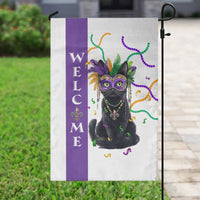 Black Cat Mardi Gras Welcome Garden Flag New Orleans Carnival Yard Decoration