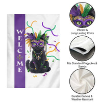 Black Cat Mardi Gras Welcome Garden Flag New Orleans Carnival Yard Decoration