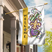 Gold Fleur De Lis Mardi Gras Welcome Garden Flag Festive Garden Yard Decor