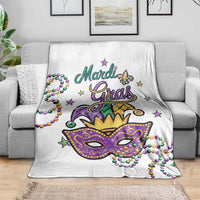 Mardi Gras Jester & Mask Welcome Throw Blanket Fat Tuesday Yard Decor