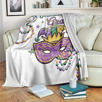 Mardi Gras Jester & Mask Welcome Throw Blanket Fat Tuesday Yard Decor