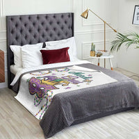 Mardi Gras Jester & Mask Welcome Throw Blanket Fat Tuesday Yard Decor