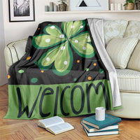 Green Dot Shamrock Welcome Throw Blanket Lucky Clover St. Patrick's Day Outdoor Decor