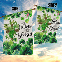 Christian St. Patrick’s Day Garden Flag Not Lucky Just Blessed Shamrocks & Cross