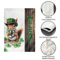 St. Patrick's Day Squirrel Leprechaun Welcome Garden Flag Lucky Shamrocks Pot of Gold