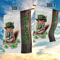 St. Patrick's Day Squirrel Leprechaun Welcome Garden Flag Lucky Shamrocks Pot of Gold