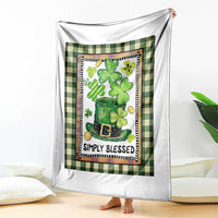 St Patricks Day Simply Blessed Throw Blanket Lucky Shamrock Leprechaun Green Buffalo Plaid