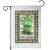 St Patricks Day Simply Blessed Garden Flag Lucky Shamrock Leprechaun Green Buffalo Plaid