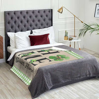 St Patricks Day Home Sweet Home Throw Blanket Lucky Shamrock Buffalo Plaid Holiday Yard Decor