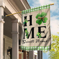 St Patricks Day Home Sweet Home Garden Flag Lucky Shamrock Buffalo Plaid Holiday Yard Decor