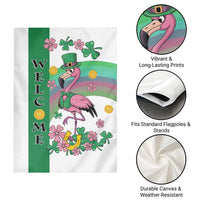 St Patricks Day Flamingo Welcome Garden Flag Lucky Shamrock Leprechaun