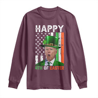 Funny Biden St Patricks Day Long Sleeve Shirt Happy 4th Of Easter American Irish Flag Shamrock
