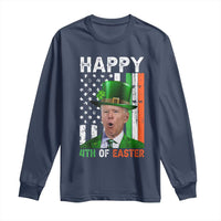 Funny Biden St Patricks Day Long Sleeve Shirt Happy 4th Of Easter American Irish Flag Shamrock