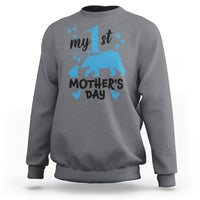 My First Mother's Day Sweatshirt New Mom Mama Bear Blue Baby Boy - Wonder Print Shop