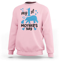My First Mother's Day Sweatshirt New Mom Mama Bear Blue Baby Boy - Wonder Print Shop