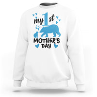 My First Mother's Day Sweatshirt New Mom Mama Bear Blue Baby Boy - Wonder Print Shop