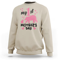 My First Mother's Day Sweatshirt New Mom Mama Bear Pink Baby Girl - Wonder Print Shop
