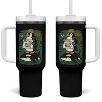 Funny Penguin Resist Tumbler With Handle No Tarriffs Activism Graphic