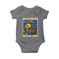 Music Give Us This Day Our Daily Shred Baby Onesie Funny Jesus Rock Guitar Meme