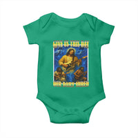 Music Give Us This Day Our Daily Shred Baby Onesie Funny Jesus Rock Guitar Meme