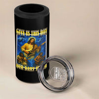 Music Give Us This Day Our Daily Shred 4 in 1 Can Cooler Tumbler Funny Jesus Rock Guitar Meme