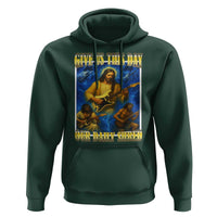 Music Give Us This Day Our Daily Shred Hoodie Funny Jesus Rock Guitar Meme