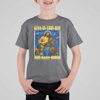 Music Give Us This Day Our Daily Shred T Shirt For Kid Funny Jesus Rock Guitar Meme