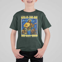Music Give Us This Day Our Daily Shred T Shirt For Kid Funny Jesus Rock Guitar Meme