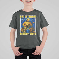Music Give Us This Day Our Daily Shred T Shirt For Kid Funny Jesus Rock Guitar Meme