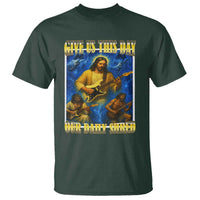 Music Give Us This Day Our Daily Shred T Shirt Funny Jesus Rock Guitar Meme