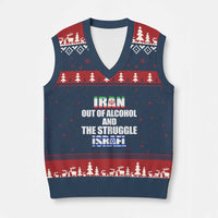 Iran Out Of Alcohol And The Struggle Israel Flag V-Neck Knit Sweater Vest Funny Wordplay Political Satire