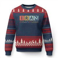 Iran The War Is Meant To Be Continuous Vintage Graphic Ugly Christmas Sweater Orwell Quotes Geopolitical Satire