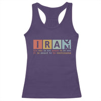 Iran The War Is Meant To Be Continuous Vintage Graphic Racerback Tank Top Orwell Quotes Geopolitical Satire