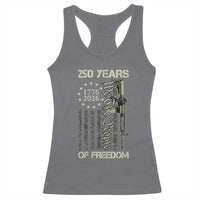 250 Years of Freedom Camo Flag Racerback Tank Top We The People Second Amendment 1776-2026 Patriotic