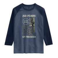250 Years of Freedom Camo Flag Raglan Shirt We The People Second Amendment 1776-2026 Patriotic